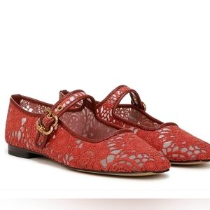 🤎🔹️Sam Edelman🔹️Michaela Burnt Orange Ceotchet Lace Mary Jane Flats